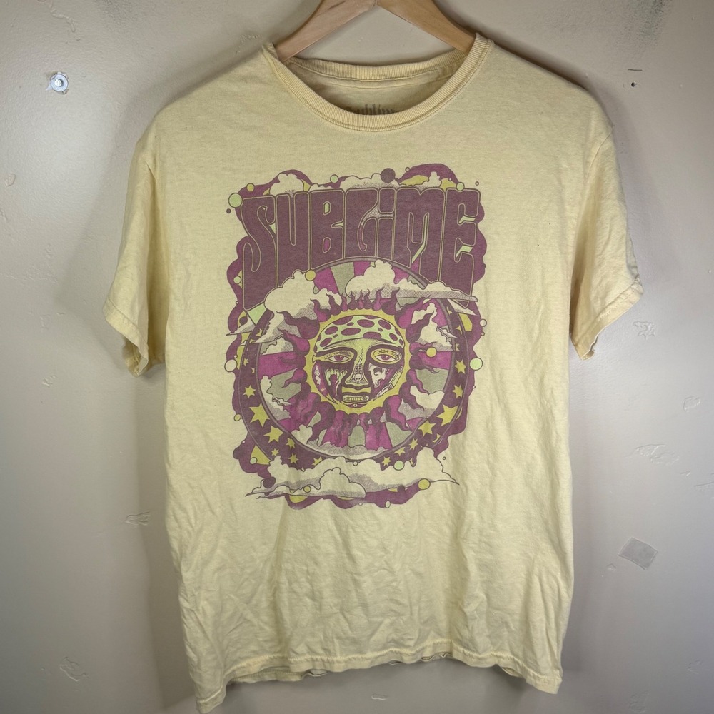 Sublime Sun Logo Graphic T Shirt Yellow Band‎ Tee Music Medium Festival Concert